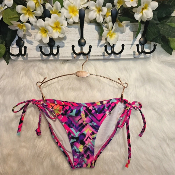 OP Graffiti Print String Bikini Bottoms - Picture 1 of 5